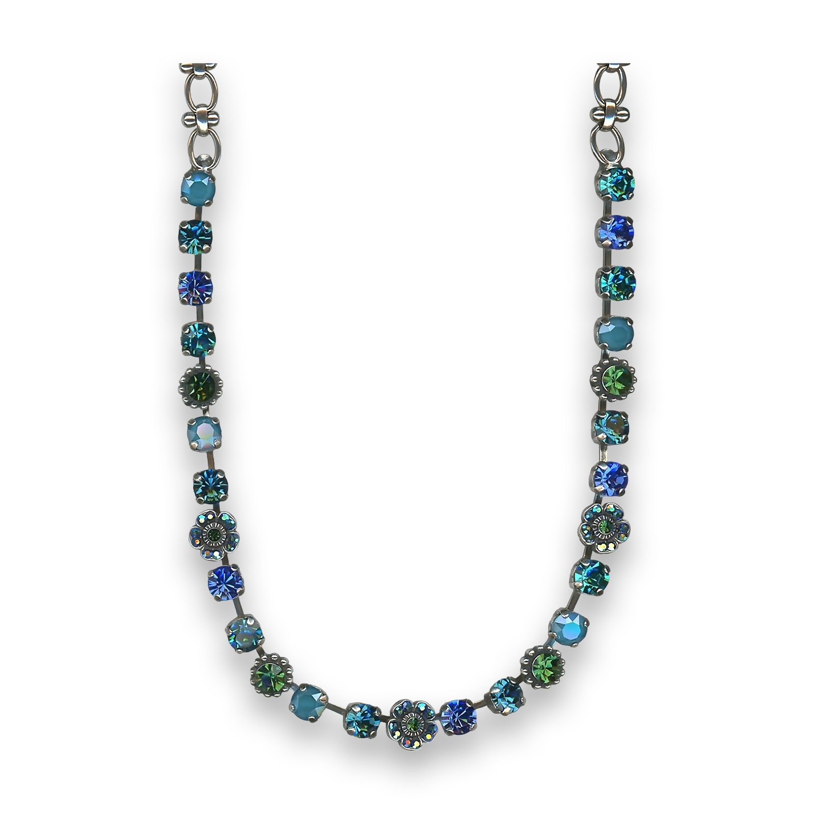 N-3504-2-3322-SP (1) Necklace by Mariana Icons Coll. Floral in Blue Swarovski Crystals - Image 1