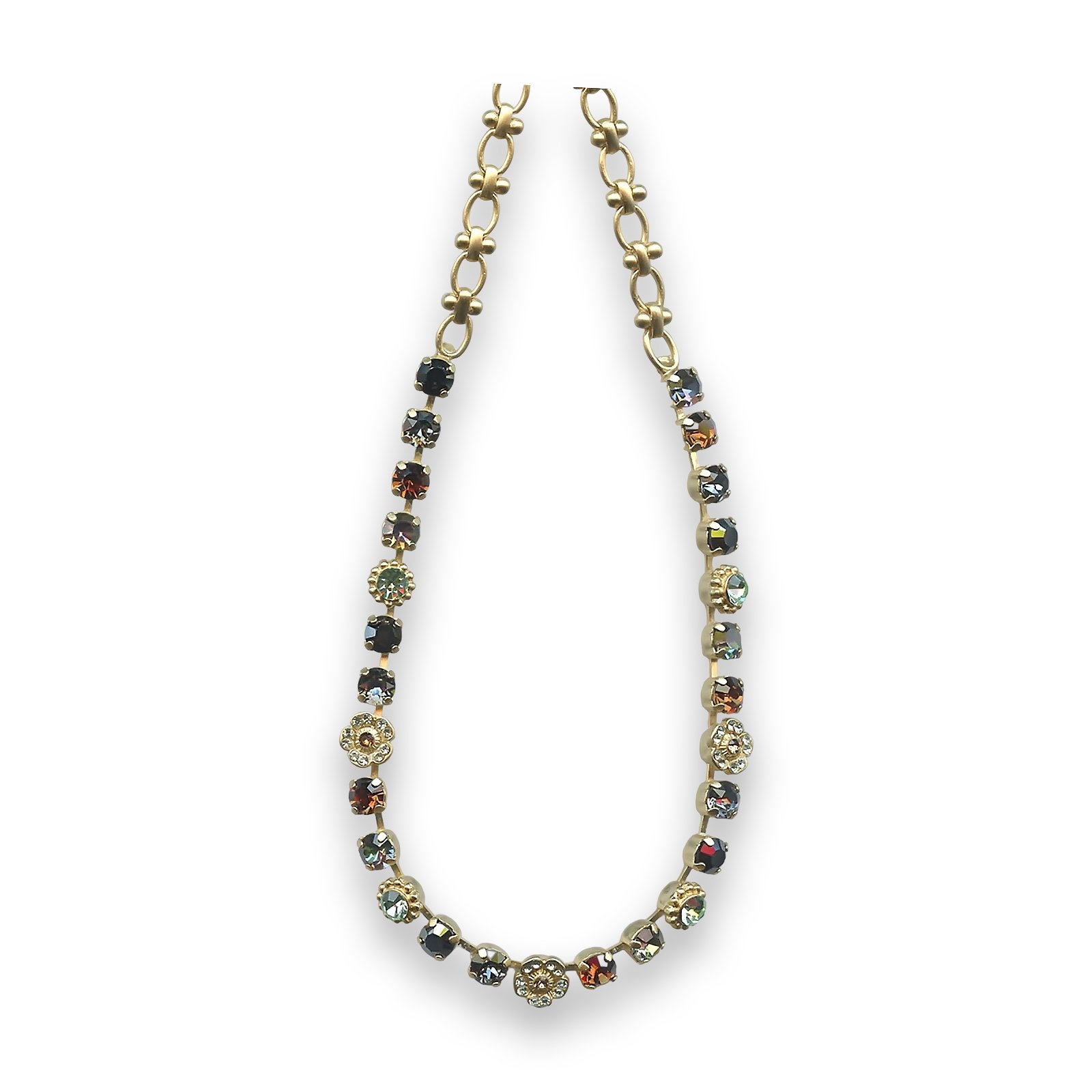 N-3504-2-3401-YG (1) Necklace by Mariana Songbook Coll. Glamorous Jet and Topaz Swarovski Crystals - Image 1