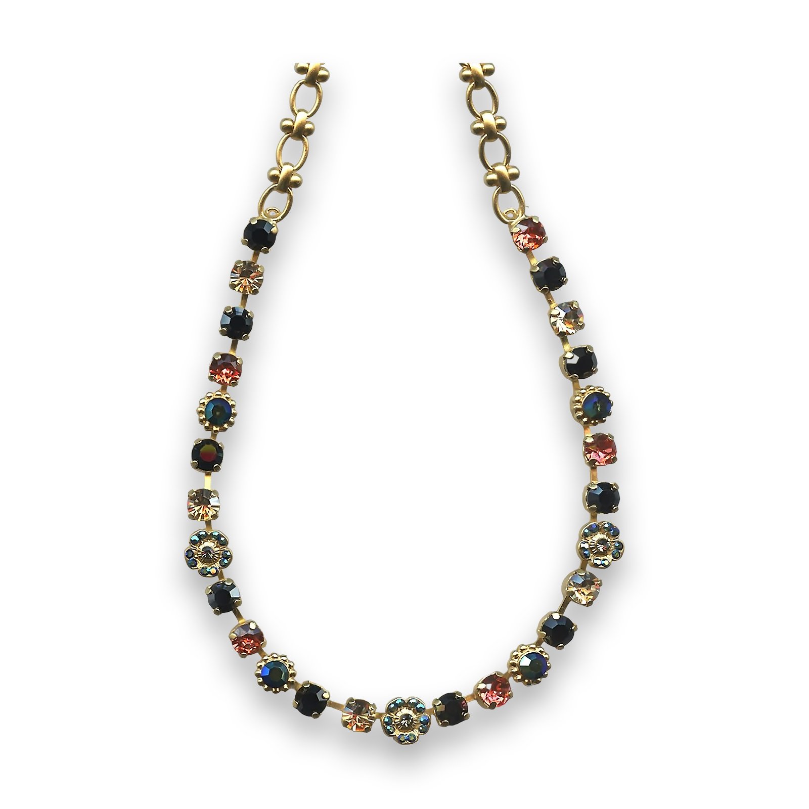 N-3504-2-4701-YG (1) Necklace by Mariana Dancing the Night Away Coll. Fab Jet and Amber Swarovski Crystals - Image 1