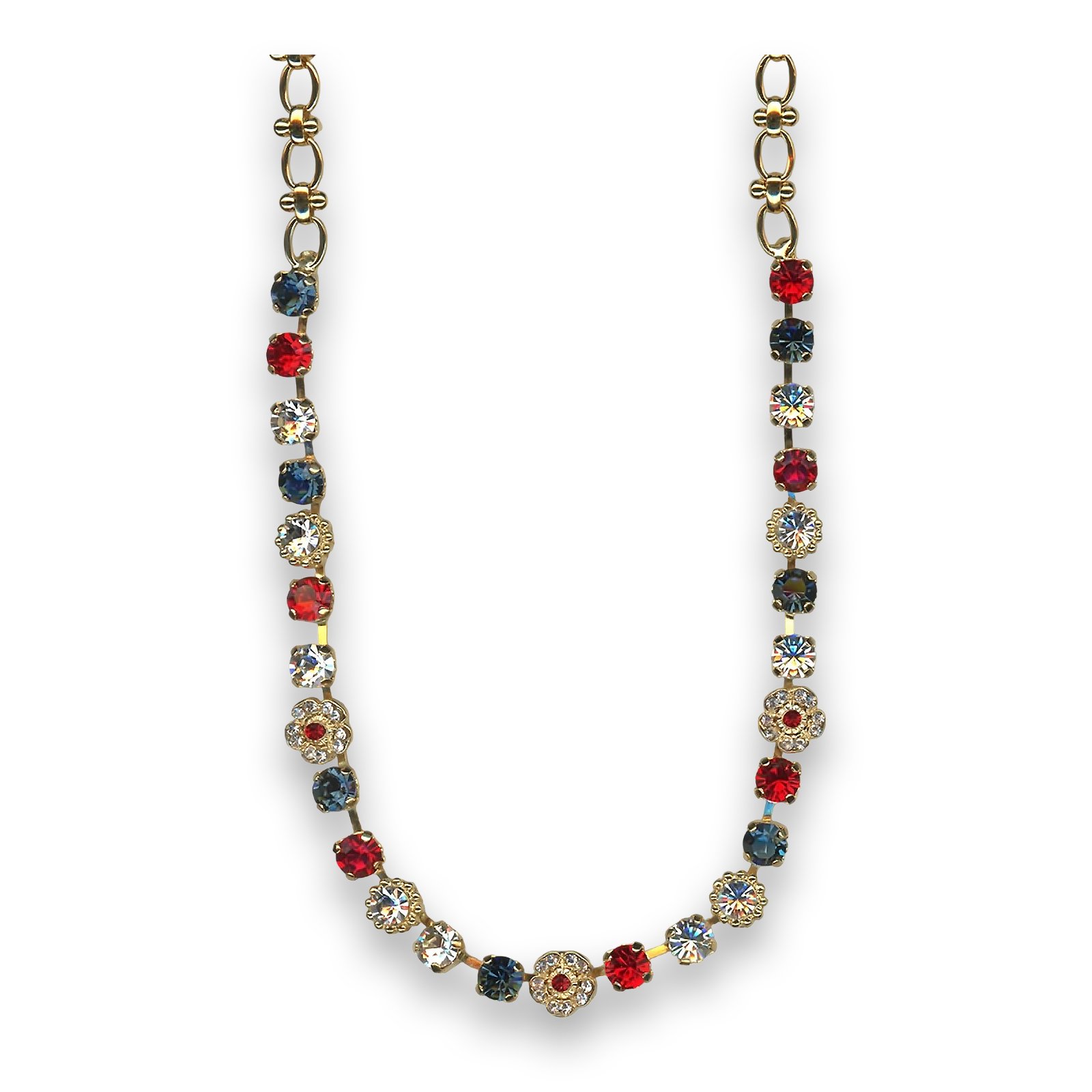 N-3504-2-8188-YG (1) Necklace by Mariana My Treasures Coll. Elegant Blue and Siam Swarovski Crystals - Image 1