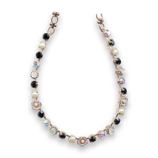 Necklace by Mariana Nirvana Coll. Timeless Pearl Mineral and Jet Swarovski Crystals