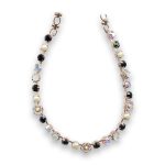 Necklace by Mariana Nirvana Coll. Timeless Pearl Mineral and Jet Swarovski Crystals - Image 2