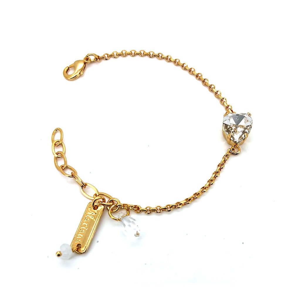 B-4100-2-001-YG (2) Bracelet By Mariana Woman Exquisite Clear Heart Charm Swarovski Crystals - Image 1