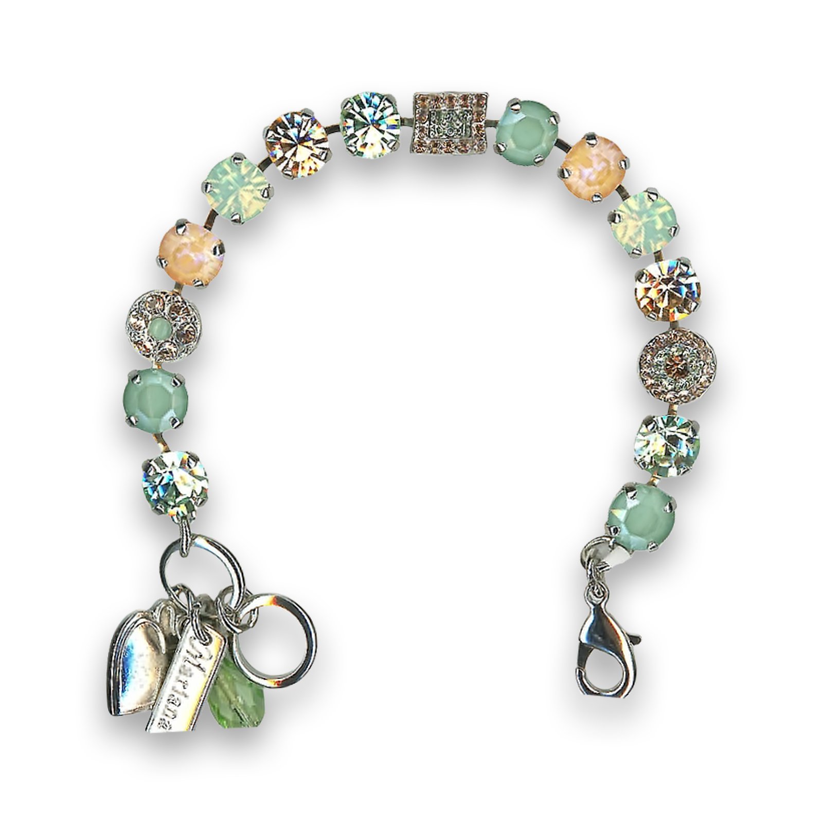 B-4161-1124-RO (1) Bracelet by Mariana Beautiful Peach and Chrysolite Swarovski Crystals - Image 1