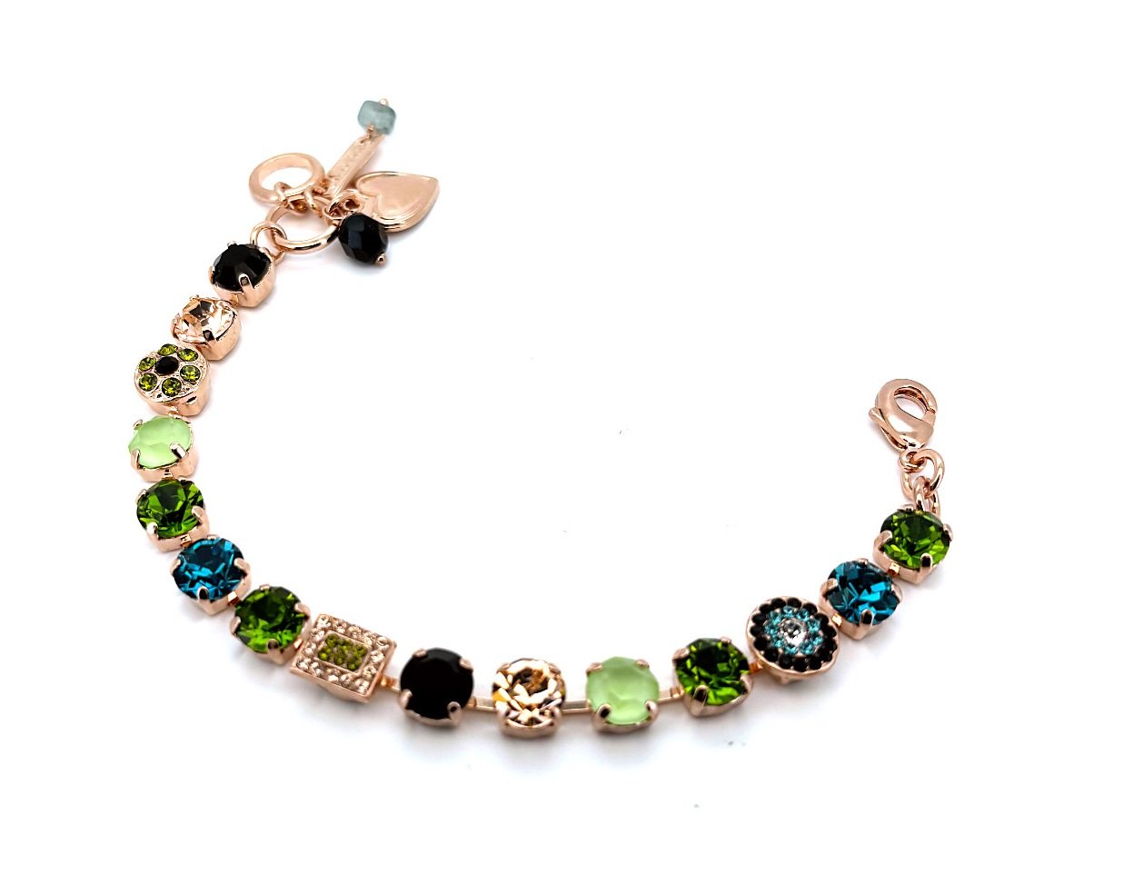 B-4161-125-RG (3) Bracelet By Mariana Woman Glamorous Golden Shadow and Indicolite Swarovski Crystals - Image 1
