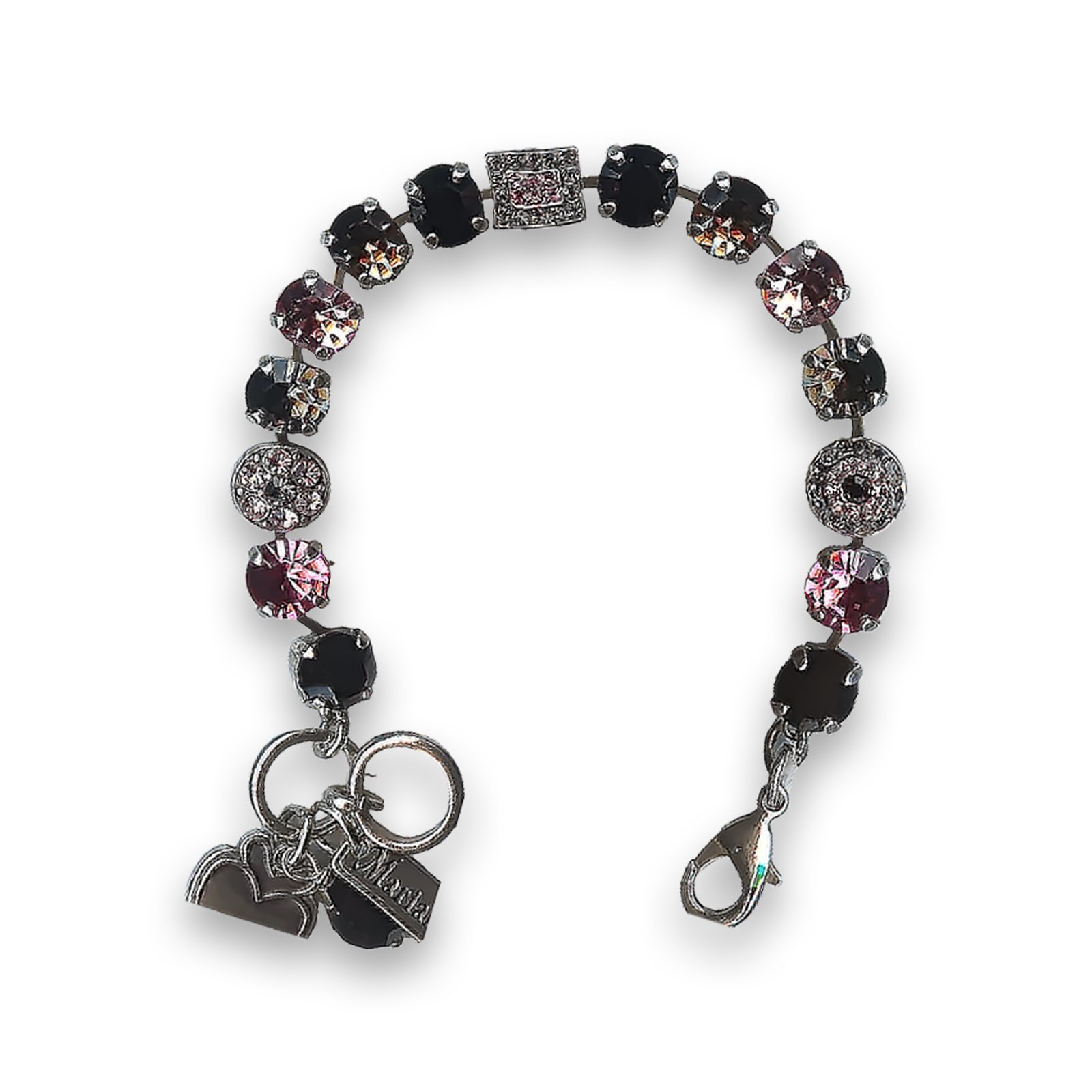B-4161-143-SP (1) Bracelet by Mariana Elegant Jet and Apricot Swarovski Crystals - Image 1