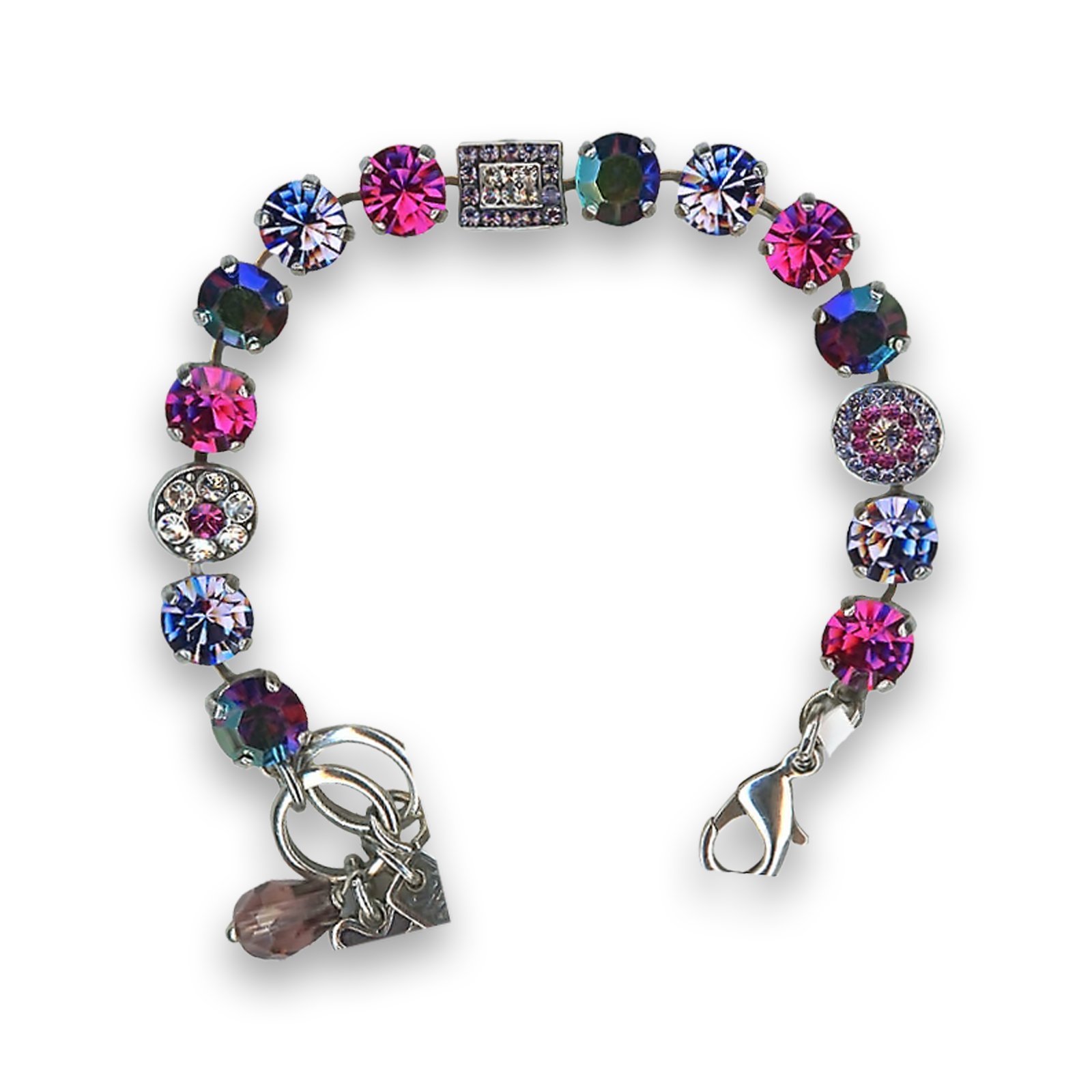 B-4161-300-1-RO (1) Bracelet by Mariana Stunning Fuchsia and Tanzanite Swarovski Crystals - Image 1