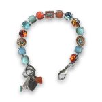 Bracelet by Mariana Precious Turquoise Mineral and Orange Swarovski Crystals