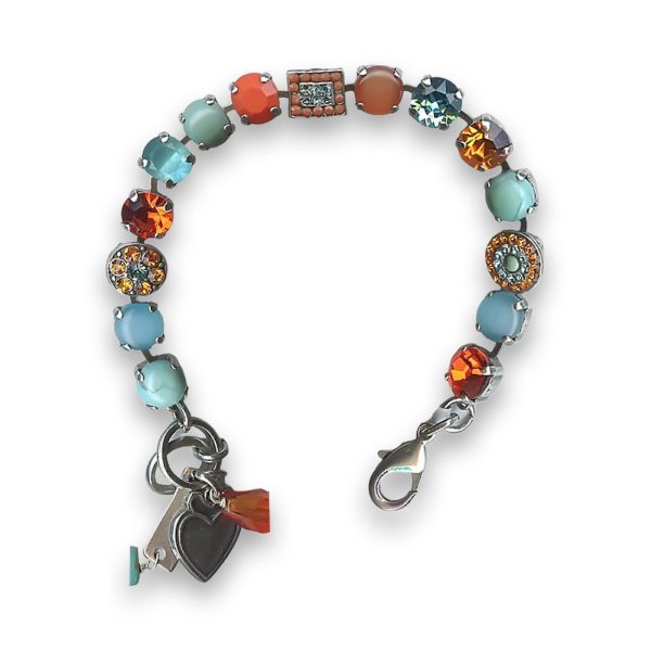 Bracelet by Mariana Precious Turquoise Mineral and Orange Swarovski Crystals