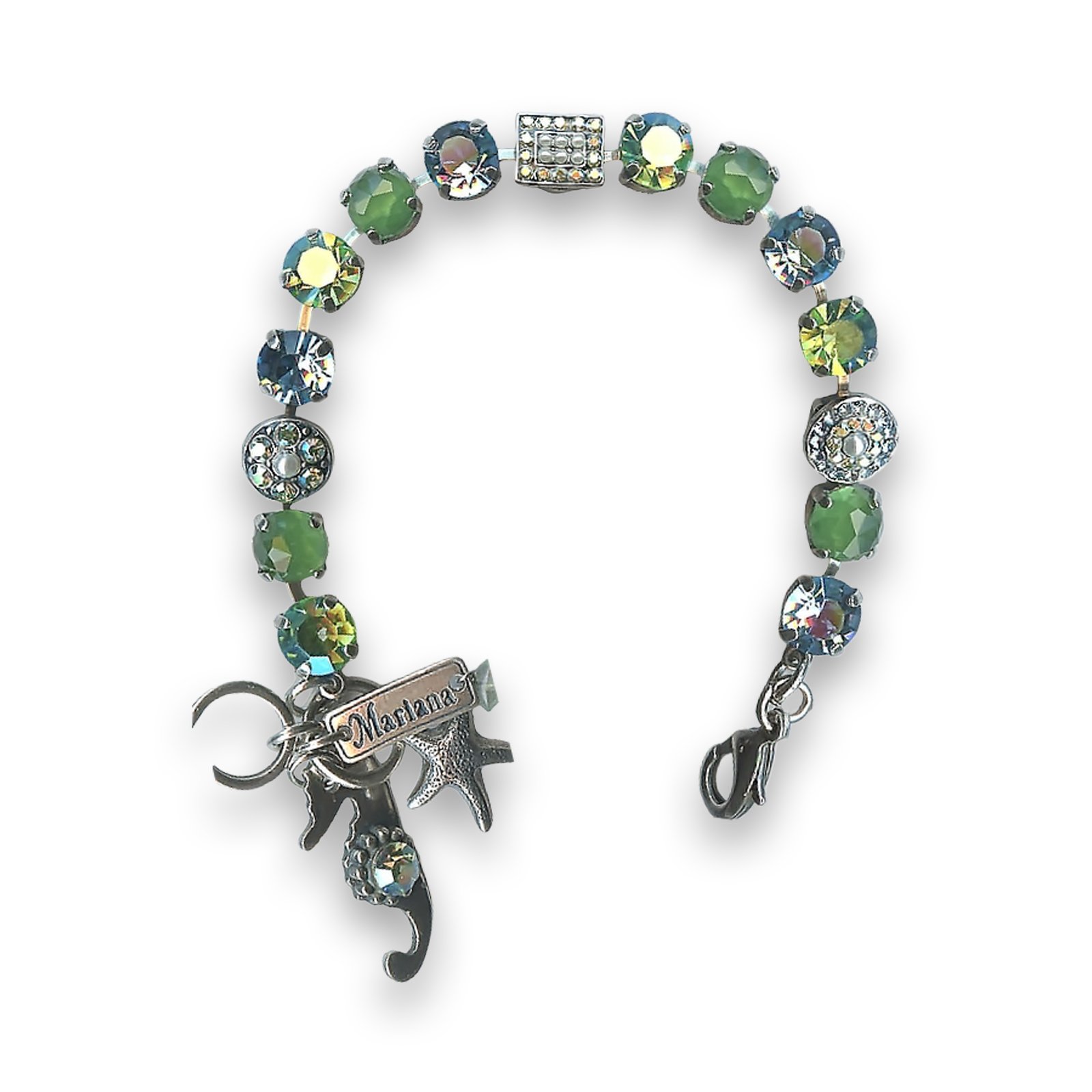 B-4161-M84-SP(1) Bracelet by Mariana Charming Apple Quartz Mineral and Aquamarine Swarovski Crystals - Image 1