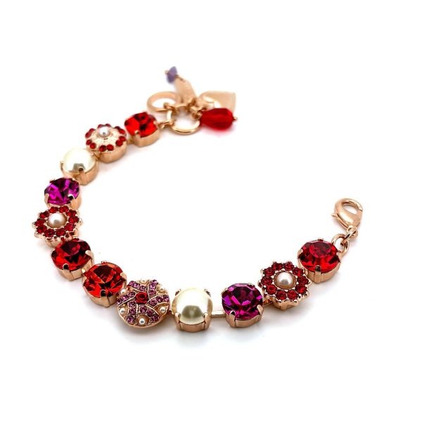 Bracelet By Mariana Woman Glamorous Fuchsia and Siam Swarovski Crystals