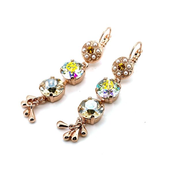 Earrings By Mariana Woman Drop Golden and Pearl Swarovski Crystals