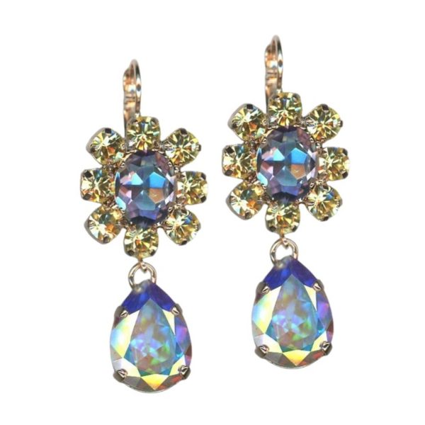 Earrings By Mariana Woman Beautiful Golden and Topaz Swarovski Crystals