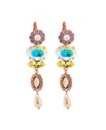 Earrings By Mariana Woman Beautiful Drop Golden and Pearl Swarovski Crystals