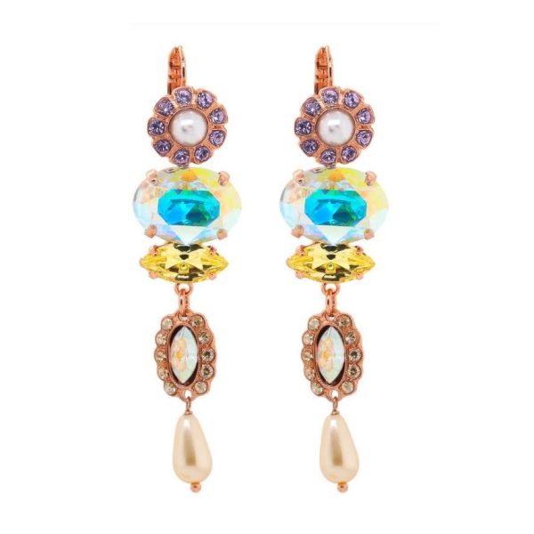 Earrings By Mariana Woman Beautiful Drop Golden and Pearl Swarovski Crystals
