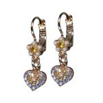 Earrings By Mariana Woman Dangling Golden and Topaz Swarovski Crystals