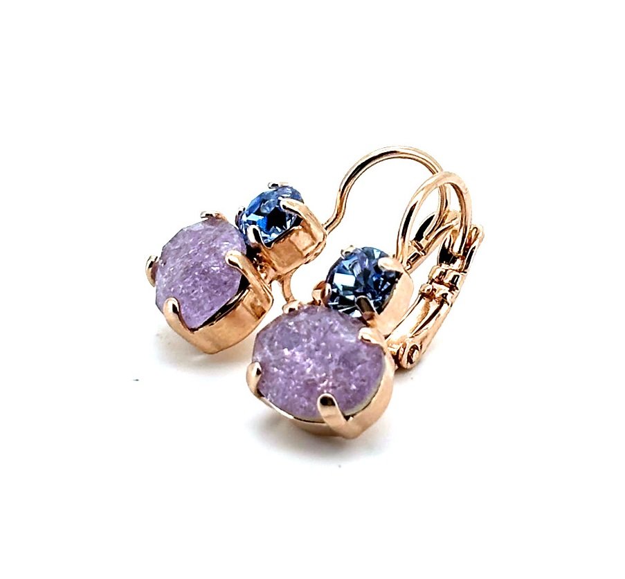 E-1462-1010-RG6 (1) Earrings By Mariana Woman Gorgeous Tanzanite and Violet Swarovski Crystals - Image 1