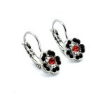 Earrings By Mariana Woman Flower Jet and Red Swarovski Crystals - Image 2