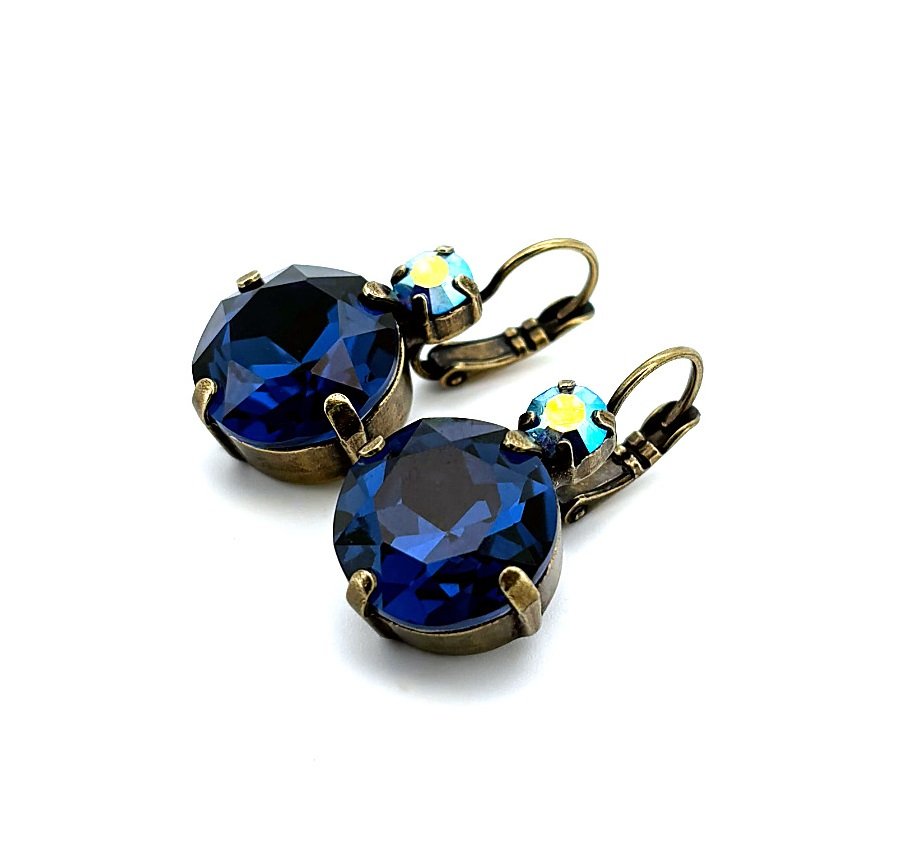 E-1506-207-AG6 (1) Earrings By Mariana Woman Elegant Montana Blue and AB Swarovski Crystals - Image 1