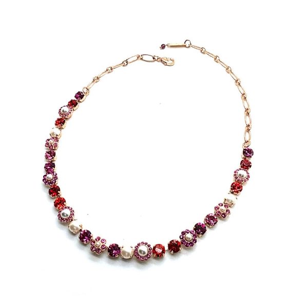 Necklace By Mariana Woman Glamorous Fuchsia and Siam Swarovski Crystals