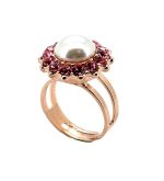 Ring By Mariana Woman Beautiful Fuchsia and Siam Swarovski Crystals