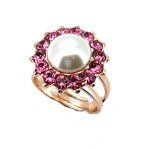 Ring By Mariana Woman Beautiful Fuchsia and Siam Swarovski Crystals - Image 3
