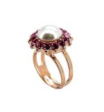 Ring By Mariana Woman Beautiful Fuchsia and Siam Swarovski Crystals - Image 2