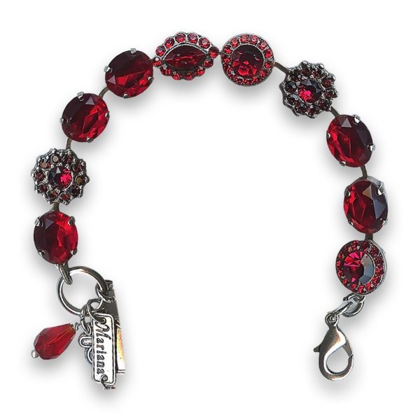 Bracelet by Mariana Woman Stunning Siam and Burgundy Swarovski Crystals