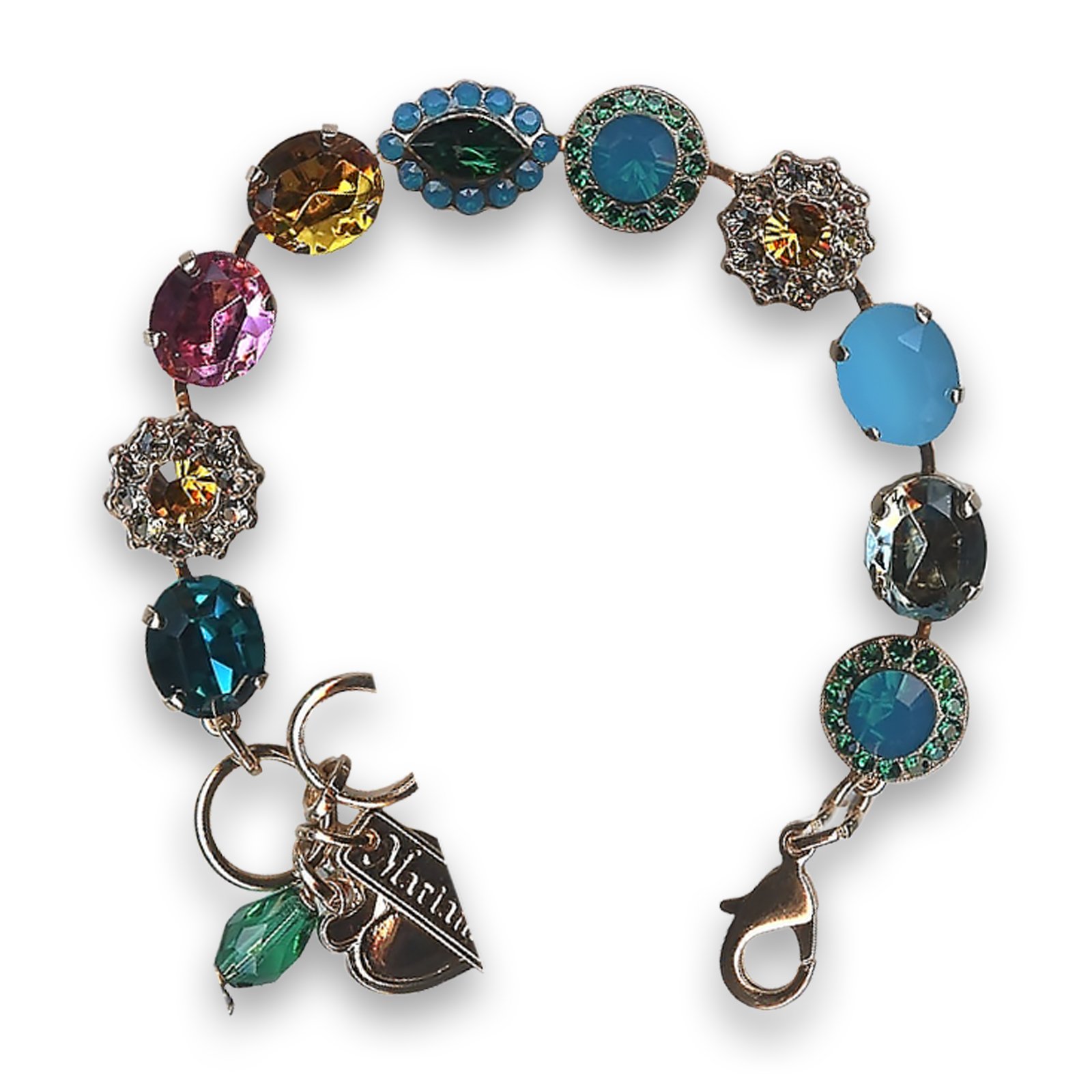 B-4115-1086-RG (1) Bracelet by Mariana Woman Beautiful Topaz and Blue Swarovski Crystals - Image 1