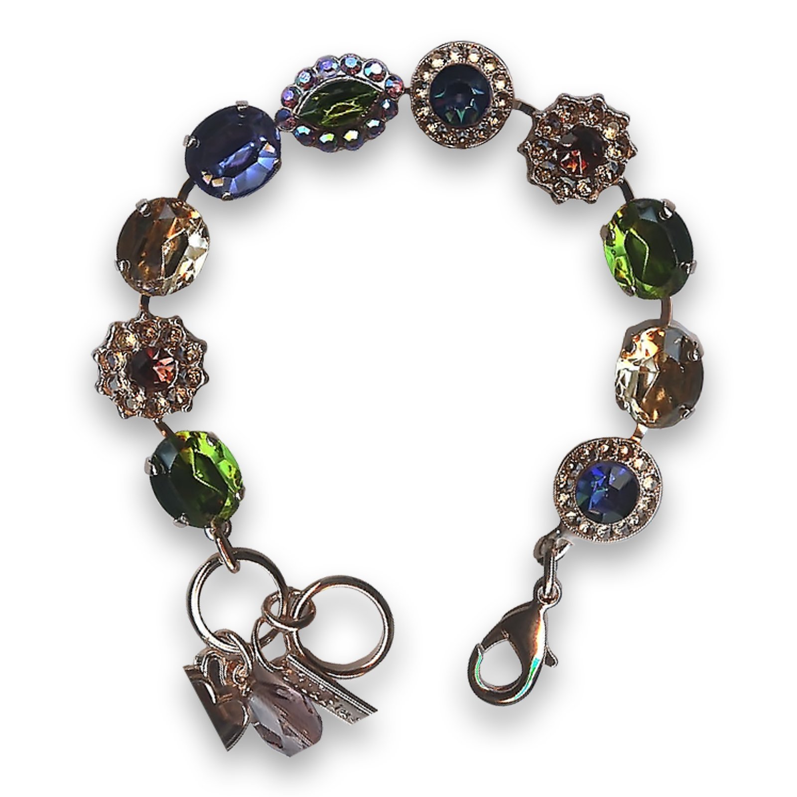 B-4115-1089-RG (1) Bracelet by Mariana Woman Gorgeous Olivine and Tanzanite Swarovski Crystals - Image 1