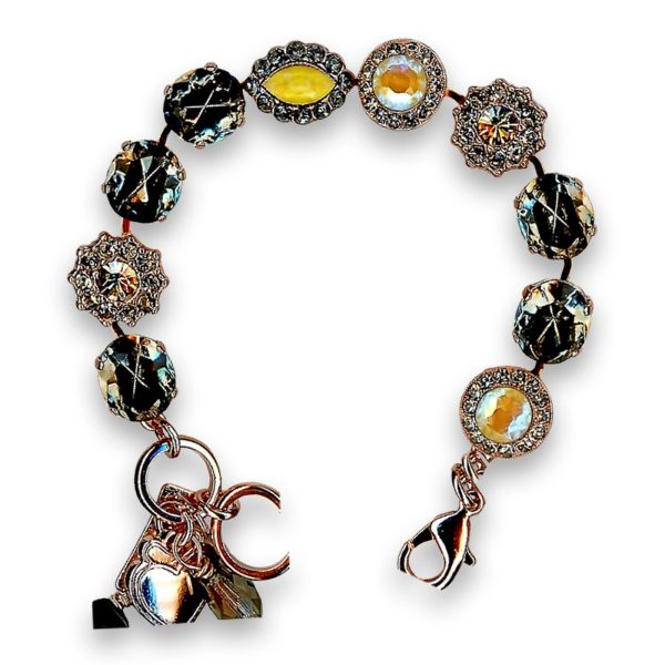 Bracelet by Mariana Woman Luxurious Black Diamond and Golden Swarovski Crystals
