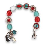 Bracelet by Mariana Woman Beautiful Turquoise and Coral Swarovski Crystals