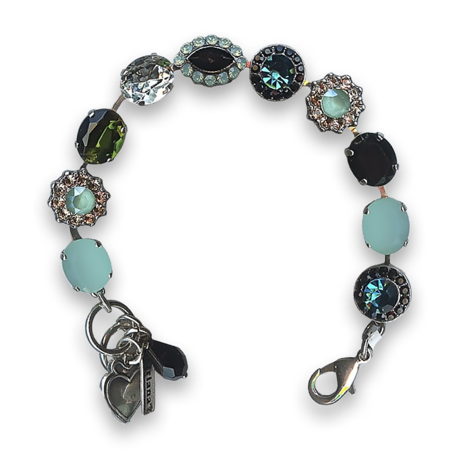 B-4115-125-SP (1) Bracelet by Mariana Woman Gorgeous Jet and Olivine Swarovski Crystals - Image 1