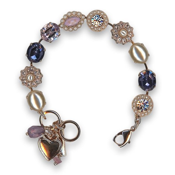 Bracelet by Mariana Woman Lovely Pearl and Tanzanite Swarovski Crystals