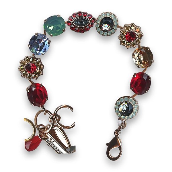 Bracelet by Mariana Woman Luxurious Siam and Golden Swarovski Crystals