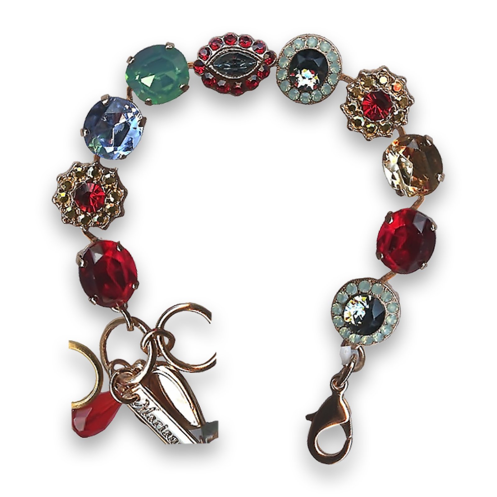 B-4115-4401-RG (1) Bracelet by Mariana Woman Luxurious Siam and Golden Swarovski Crystals - Image 1