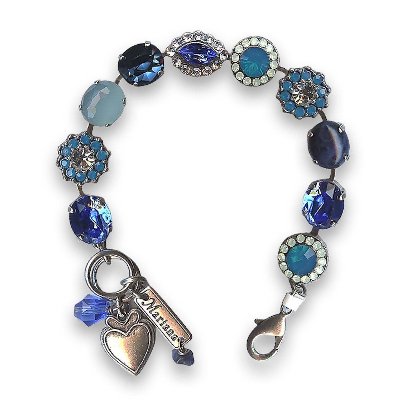 B-4115-M1041-SP (1) Bracelet by Mariana Woman Beautiful Lapis Lazuli Mineral and Blue Swarovski Crystals - Image 1