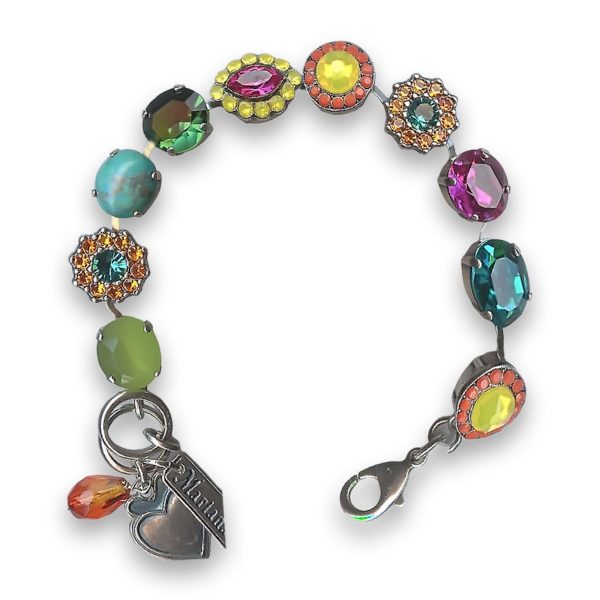 Bracelet by Mariana Woman Sassy Turquoise Mineral and Fuchsia Swarovski Crystals