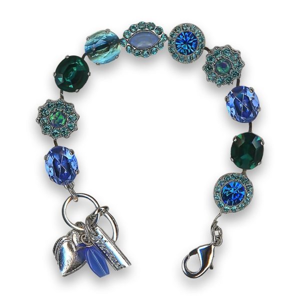 Bracelet by Mariana Woman Elegant Green Opal Mineral and Emerald Swarovski Crystals