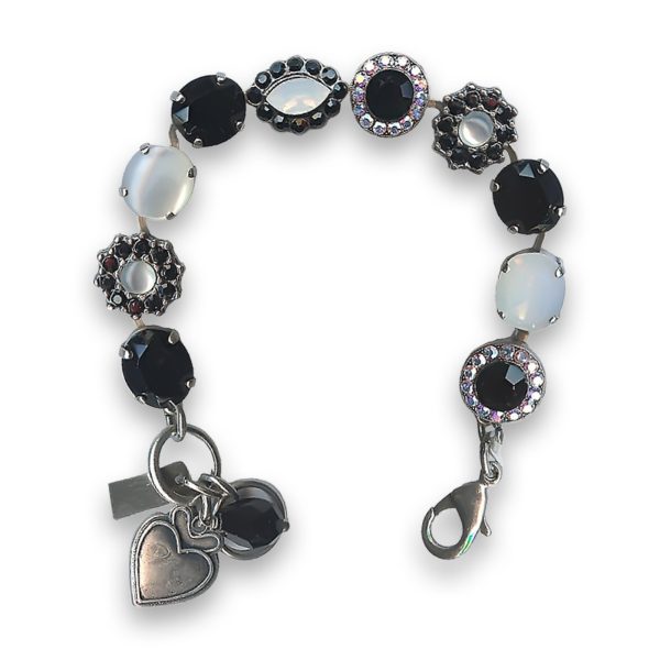Bracelet by Mariana Woman Exquisite White Shell Mineral and Jet Swarovski Crystals
