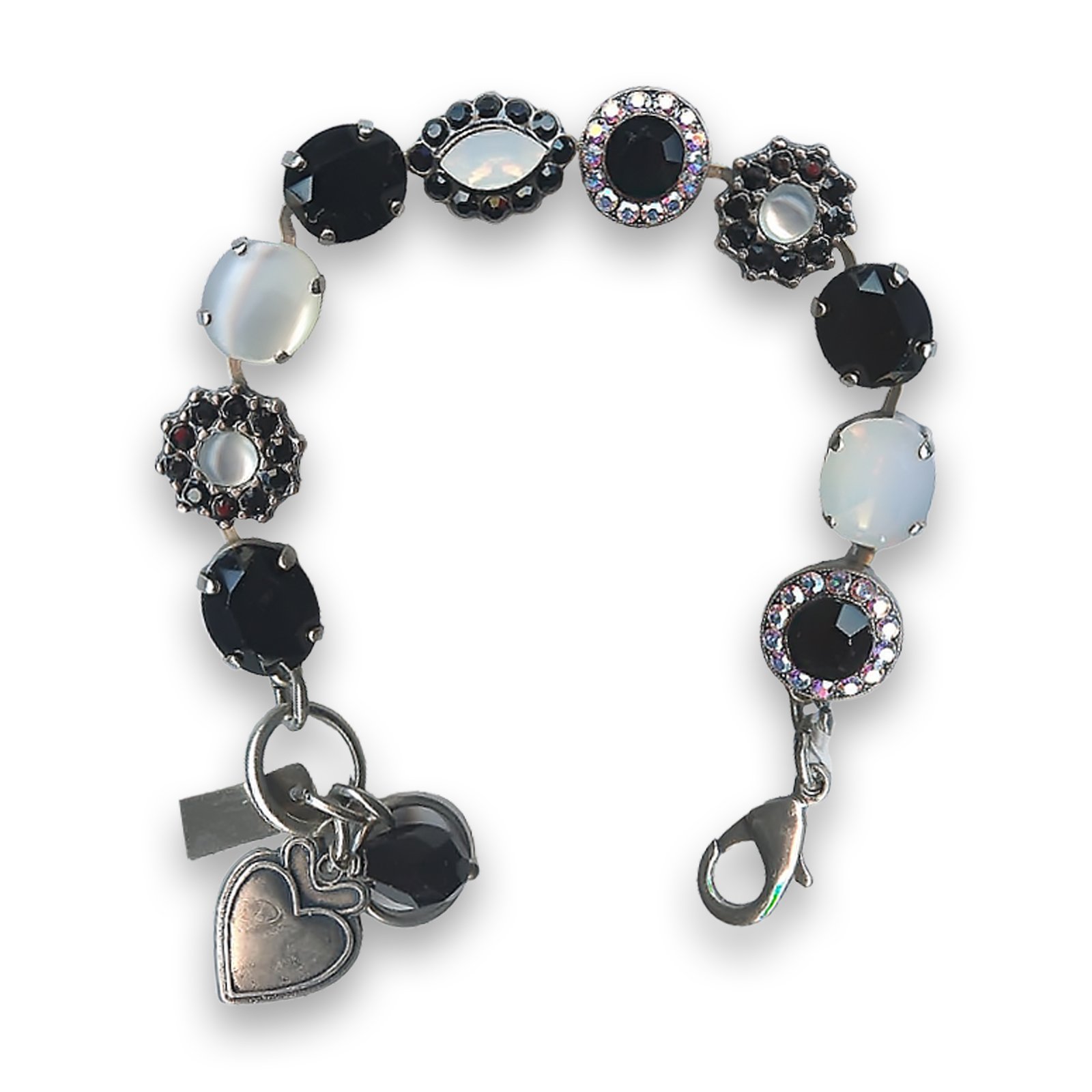 B-4115-M87-3-SP (1) Bracelet by Mariana Woman Exquisite White Shell Mineral and Jet Swarovski Crystals - Image 1