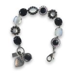 Bracelet by Mariana Woman Exquisite White Shell Mineral and Jet Swarovski Crystals - Image 2