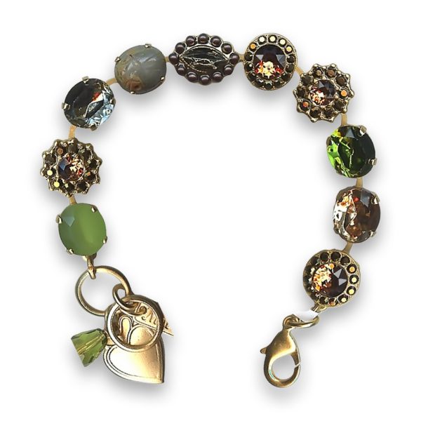 Bracelet by Mariana Woman Gorgeous Riverstone Mineral and Olivine Swarovski Crystals