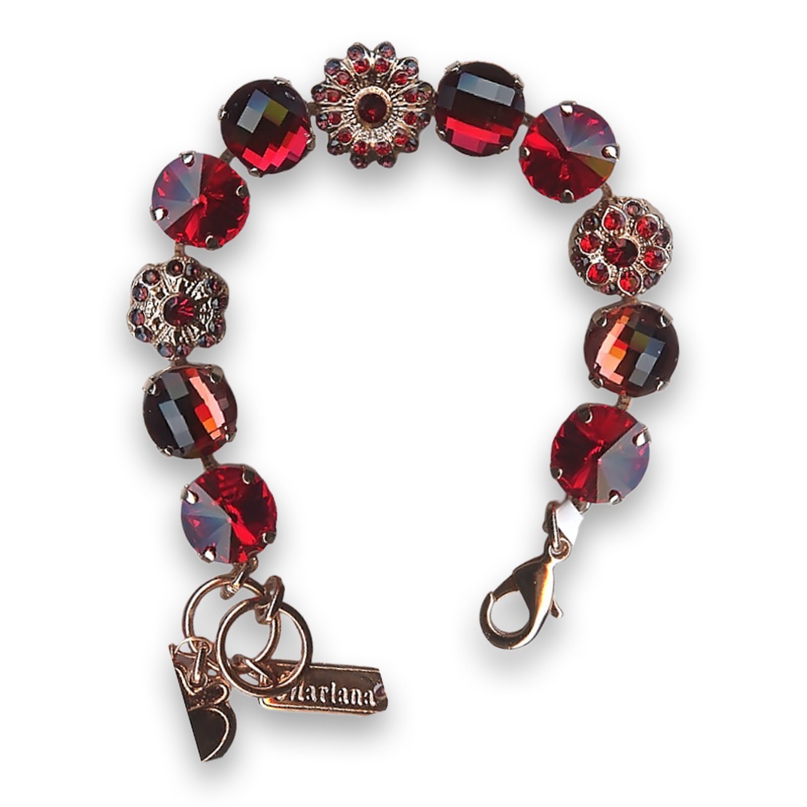 B-4246-3-1070-RG (1) Bracelet by Mariana Woman Stunning Siam and Ruby Swarovski Crystals - Image 1