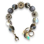 Bracelet By Mariana Woman Elegant Black Diamond and Clear Swarovski Crystals