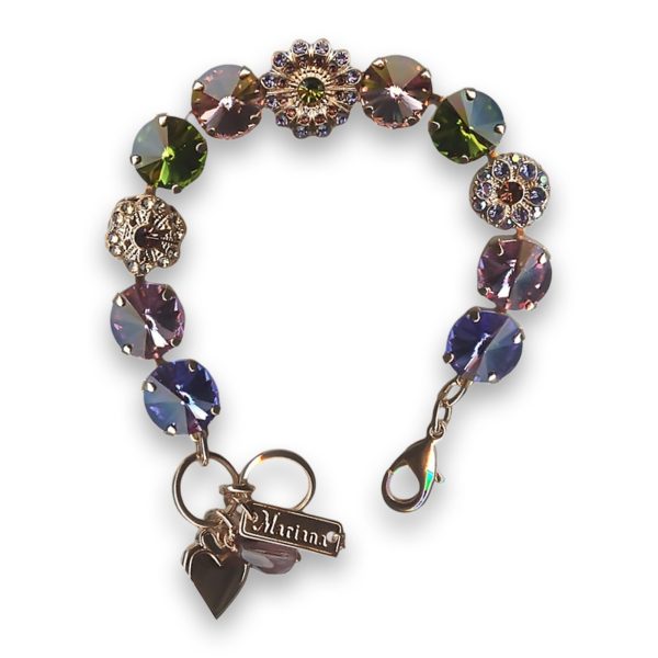 Bracelet by Mariana Woman Lovely Rose and Olivine Swarovski Crystals