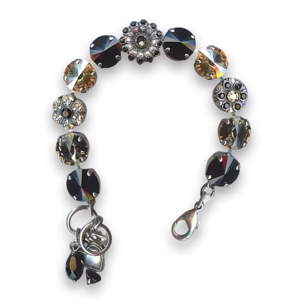 Bracelet by Mariana Woman Elegant Jet and Golden Swarovski Crystals