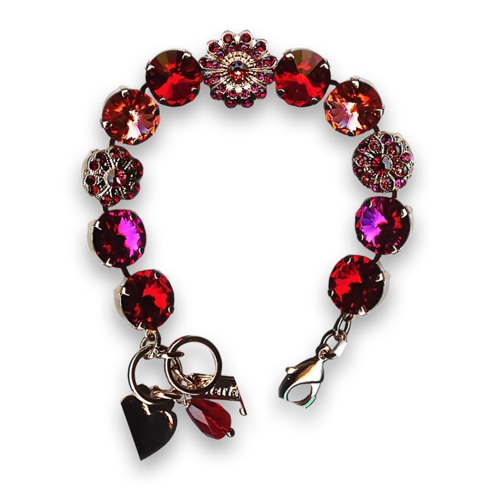 B-4246-3-2140-RG (1) Bracelet by Mariana Woman Stunning Red and Fuchsia Swarovski Crystals - Image 1