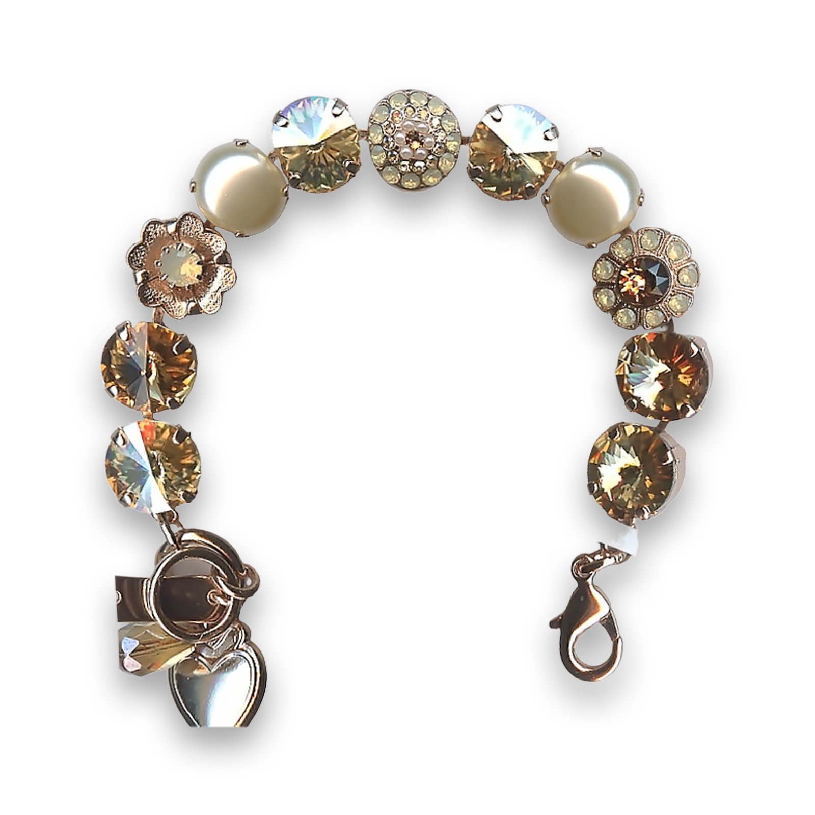 B-4247-13970-RG (1) Bracelet by Mariana Timeless Pearl and Golden Swarovski Crystals - Image 1
