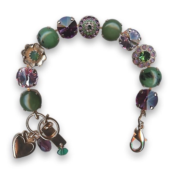 Bracelet by Mariana Gorgeous Green Zoisite Mineral and Amethyst Swarovski Crystals